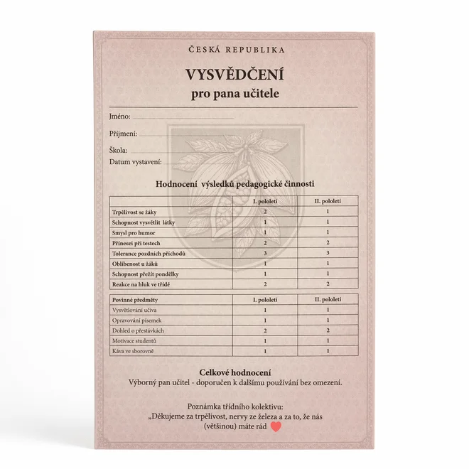 Degustační sada čokolád - Vysvědčení pro pana učitele, 6× 25 g