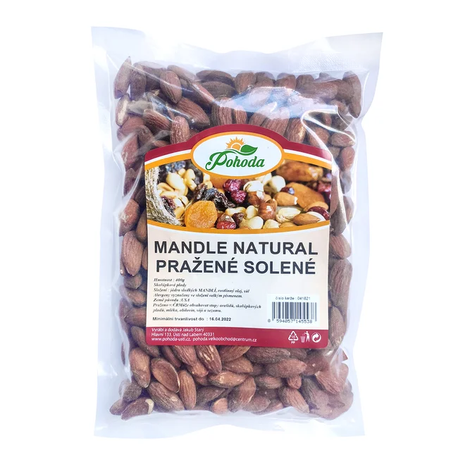 Mandle natural pražené solené, 400 g