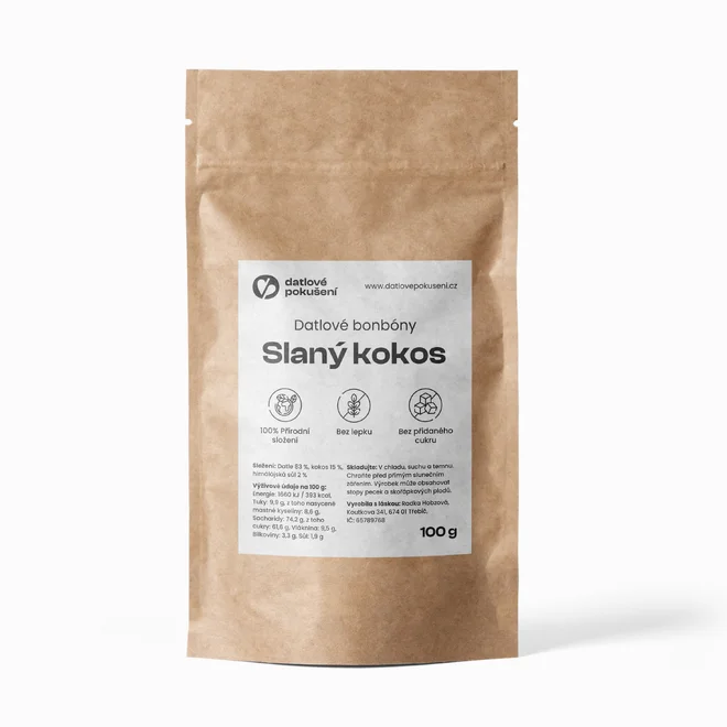 Datlové bonbony, slaný kokos
