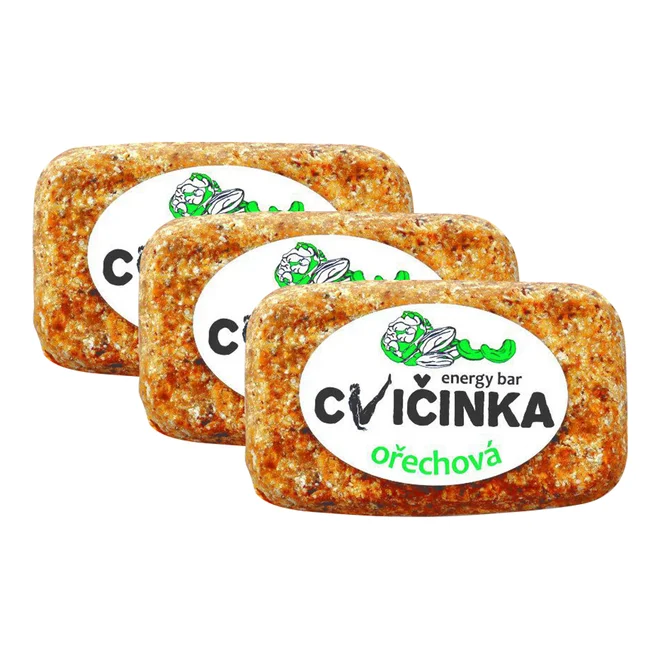 3× raw tyčinka Cvičinka – ořechová, 3× 100 g
