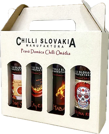 4-dielne Darčekové balenie chilli omáčok (EXTRA hot silne pálivé / biele balenie)