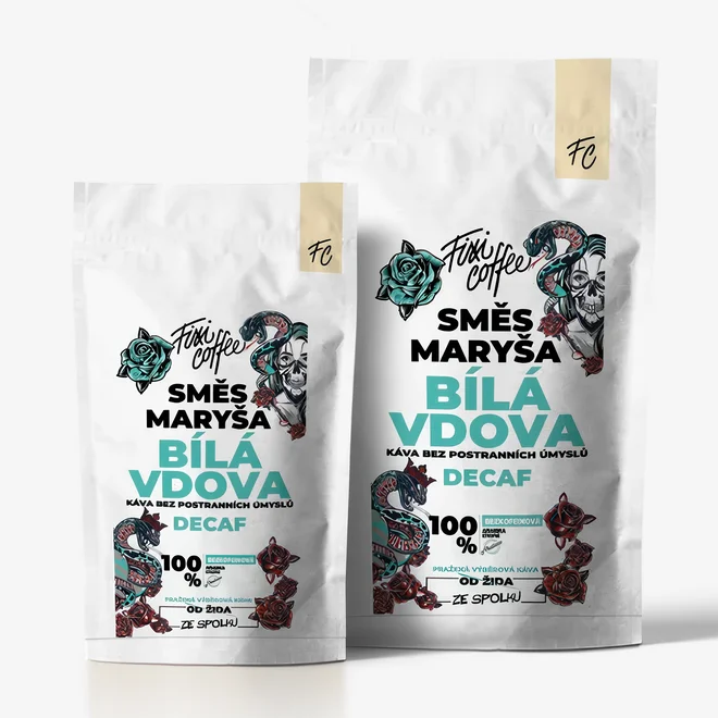 Káva z českej pražiarne bezkofeínová "Bílá vdova" (balenie: doypack)
