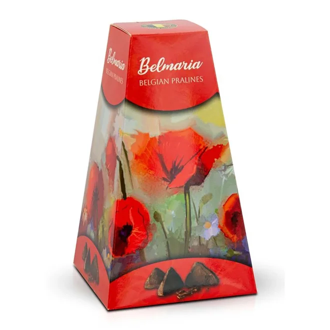 Vlčí máky - belgické pralinky z mléčné čokolády s čokoládovou náplní (věž), 200 g