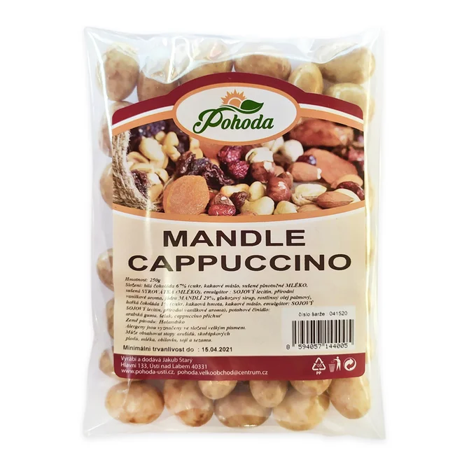 Mandle v cappuccino čokoládě, 250 g