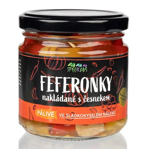 Nakládané feferonky s česnekem, 180 g