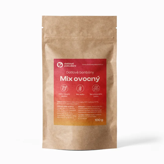 Mix datlových bonbonů - banán, jahoda, malina