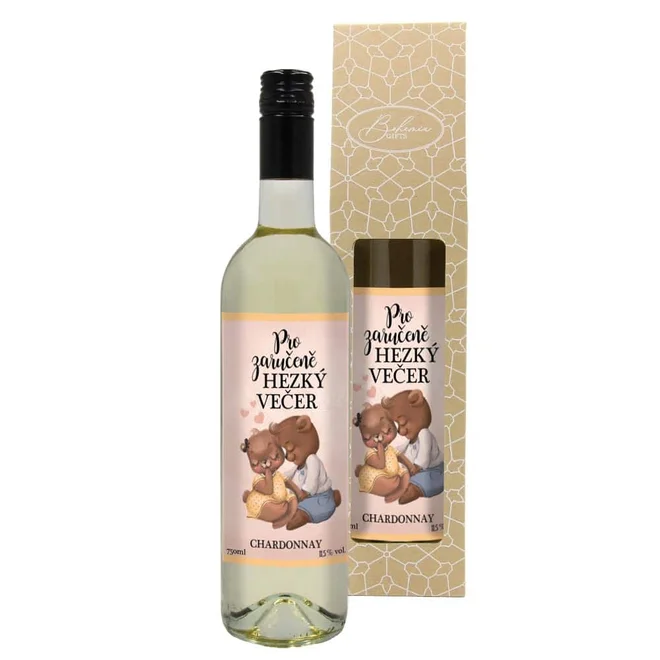 0,75 l Darčekové biele víno "Zaručene pekný večer" (Chardonnay)
