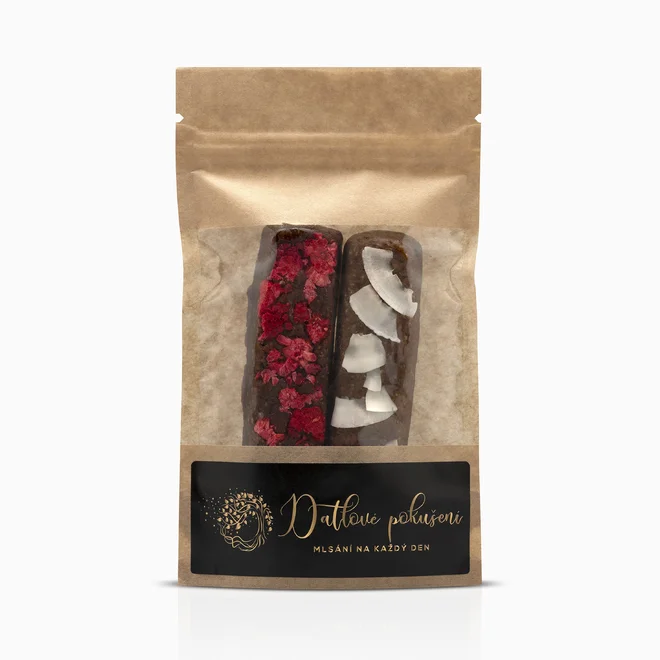 2pack datlových tyčinek – kokos a malina, 100 g