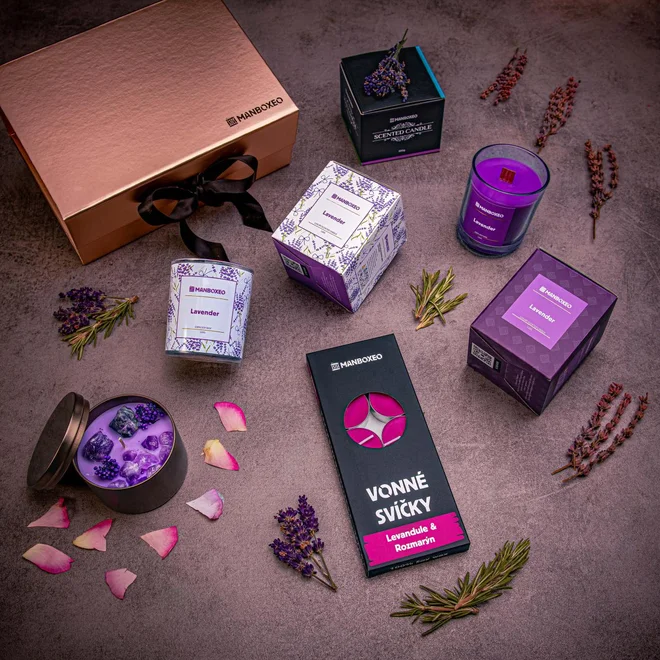 Giftboxeo dárkový box (rose gold) – Květinové vůně levandule