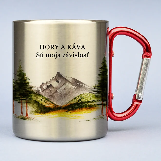 300 ml Turistický nerezový termohrnček "Hory a káva sú moja závislosť 2"