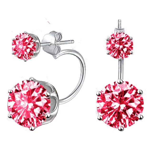 Náušnice se dvěma krystaly Swarovski Elements - Coral Red