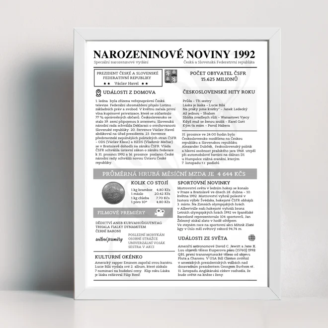 Narozeninové noviny 1992