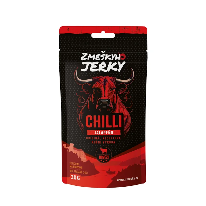 Sušené hovädzie jerky mäso ručnej výroby (chilli)