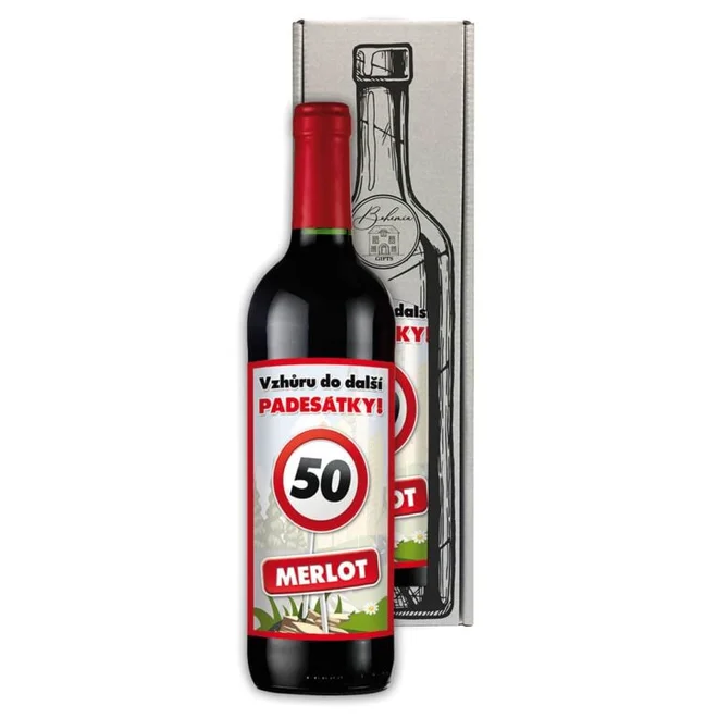 0,75 l Darčekové červené víno Merlot „Všetko najlepšie"