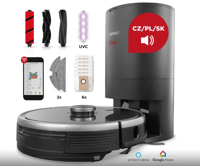 Robotický vysávač s mopom 3v1 Laser UVC Concept VR3520N REAL FORCE Complete Clean care