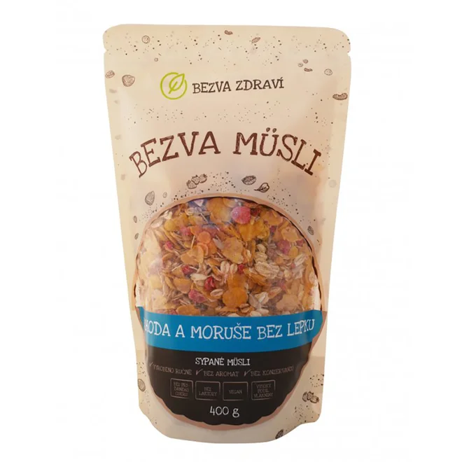 Bezlepkové Bezva müsli "Jahoda a moruše" (400 g)