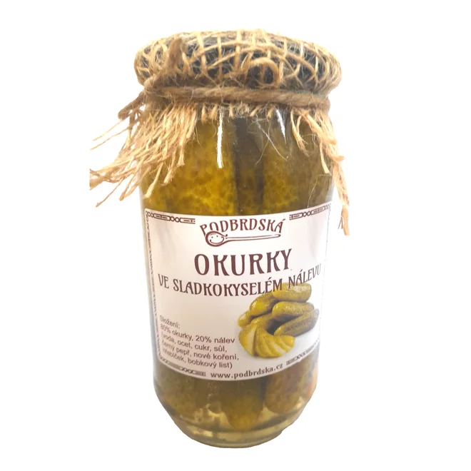 Okurky ve sladkokyselém nálevu, 450 g