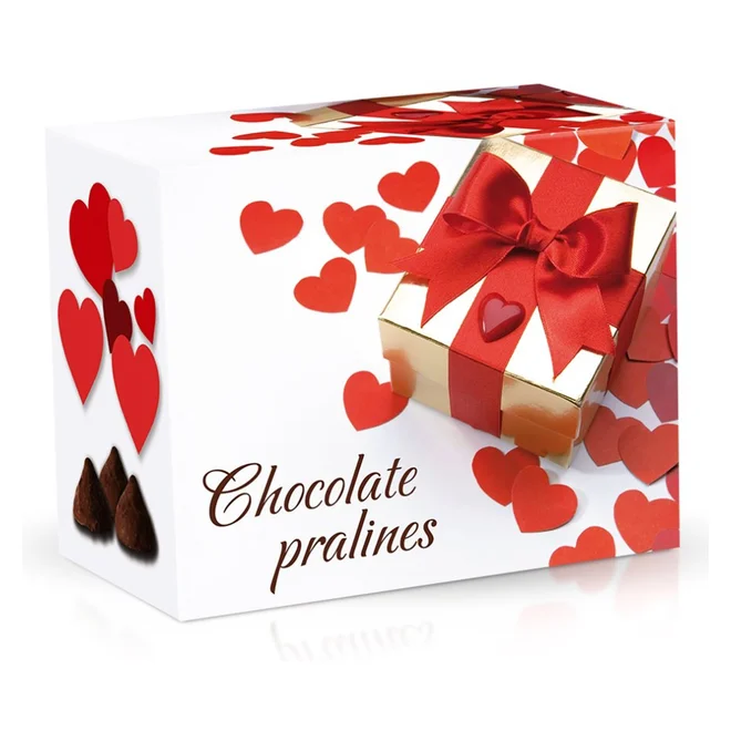 Belgické pralinky z mléčné čokolády s čokoládovou náplní - Srdíčka, 200 g