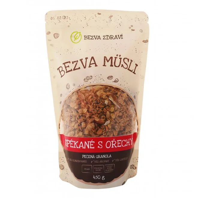 Bezlepkové Bezva müsli "Spékané s ořechy" (450 g)