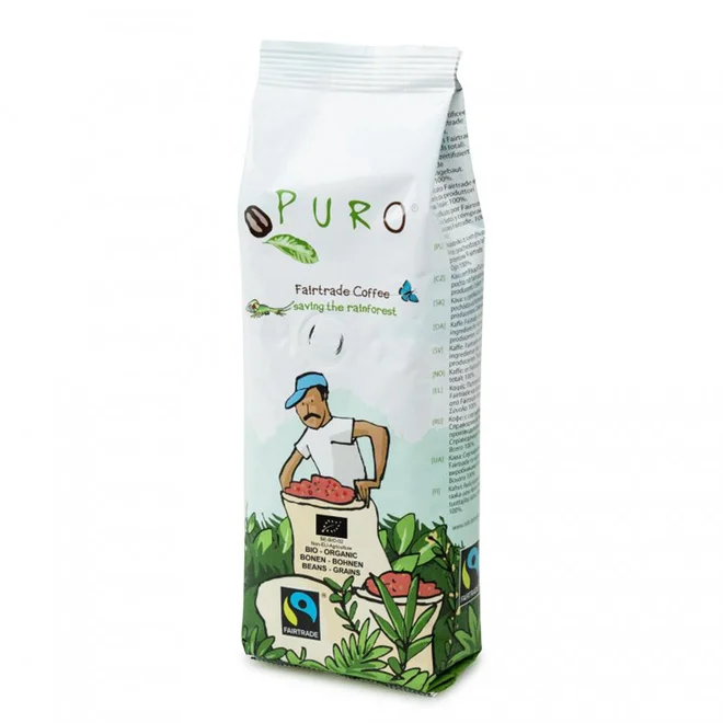 Puro Bio Light Roast – zrnková káva fair trade, 250 g