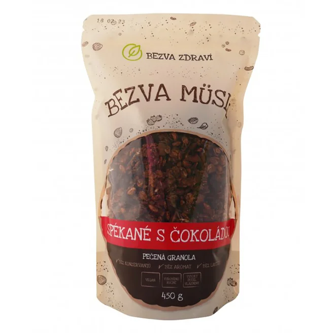 Bezlepkové Bezva müsli "Spékané s čokoládou" (450 g)