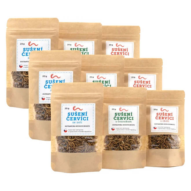 9 x 20 g Balenie sušených červíkov (MIX príchutí)