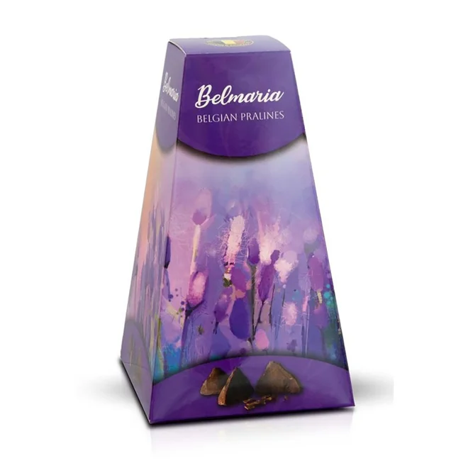 Levandule - belgické pralinky z mléčné čokolády s čokoládovou náplní (věž), 200 g