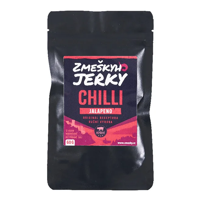 Sušené bravčové jerky mäso ručnej výroby (chilli)