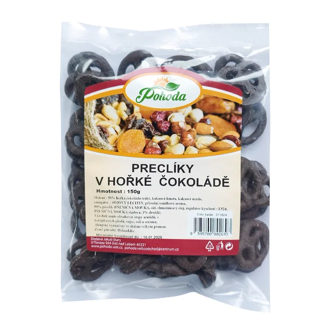 Preclíky v hořké čokoládě, 150 g