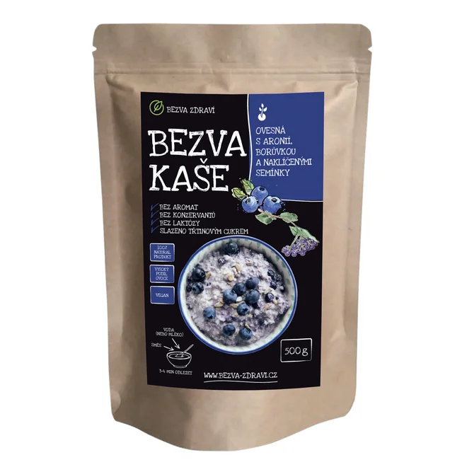 Ovesná kaše s aronií, borůvkou a semínky (500 g)