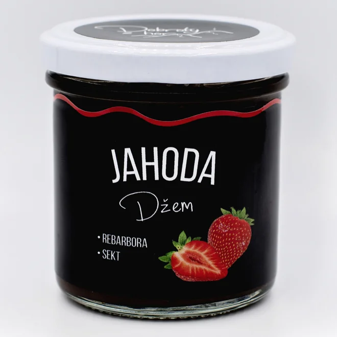 Originálny český džem (jahoda - rebarbora / sekt z južnej Moravy)