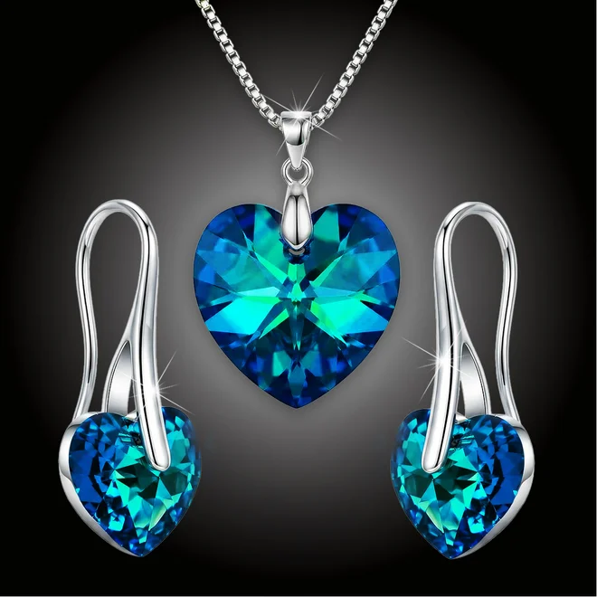 Set šperků Srdce Swarovski® Bermuda Blue