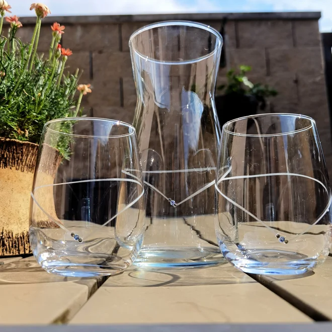 Sada karafy a dvou sklenic - Elegantní + kamínky Swarovski