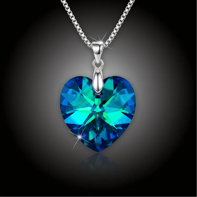 Náhrdelník Brillance Srdce Swarovski® Bermuda Blue