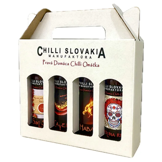4dílné dárkové balení chilli omáček (extra pálivé / bílé balení)