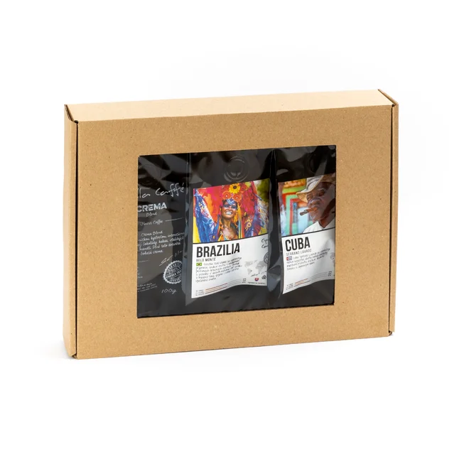 3 × 100 g Darčekový balíček kávy (Crema Blend+Brazília Belo Monte+Mexiko Chiapas Adelita)
