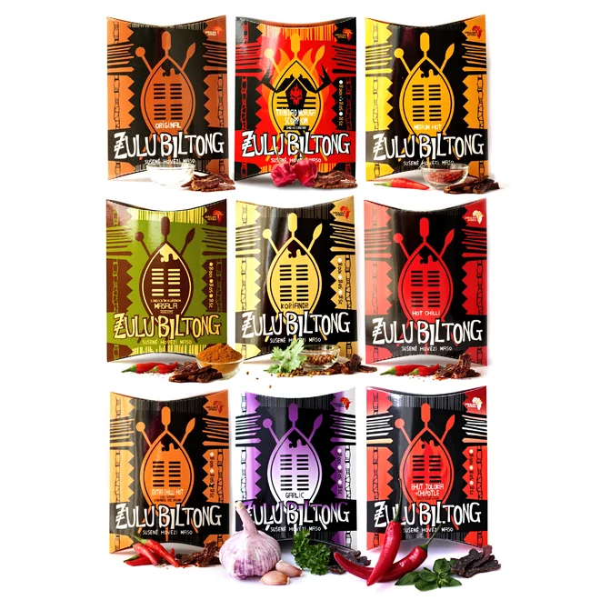 Zulu Biltong Degustační balíček, 9x různé příchutě