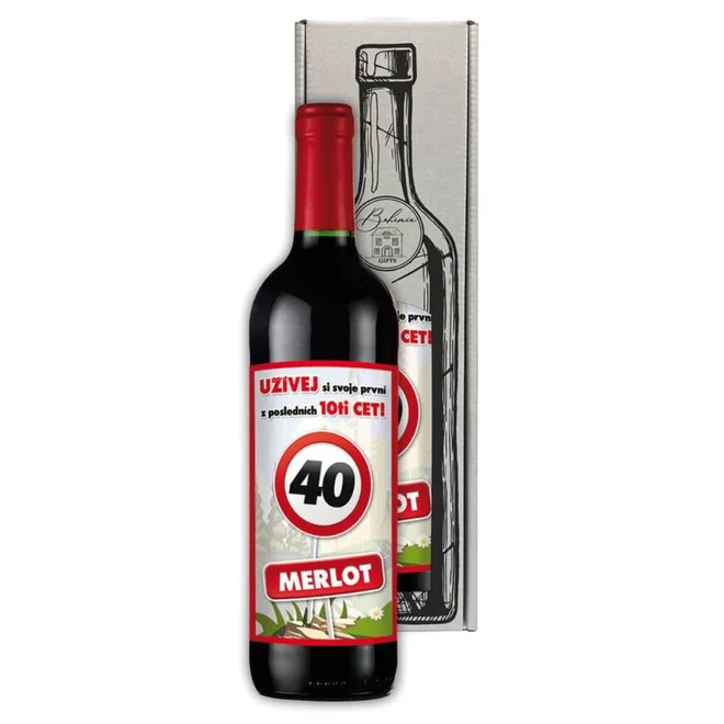 0,75 l Darčekové červené víno Merlot „Všetko najlepšie"