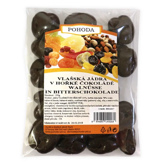 Vlašská jádra v hořké čokoládě, 250 g