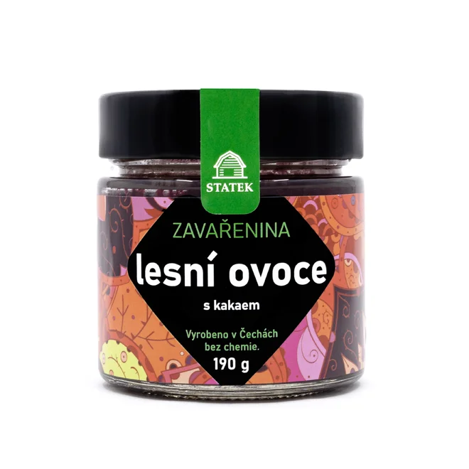 Zavařenina z lesního ovoce s kakaem a kakaovými boby, 190 g