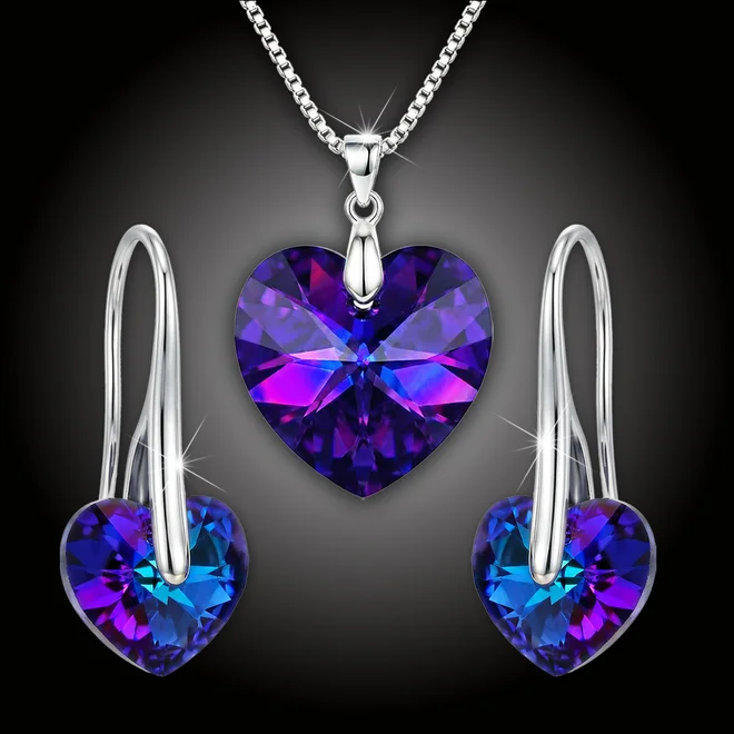 Set šperků Srdce Swarovski® Heliotrope