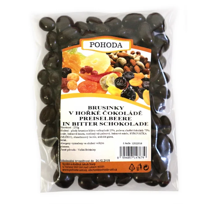 Brusinice v hořké čokoládě, 250 g