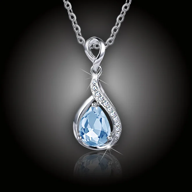 Okouzlující náhrdelník Rain Drop Aquamarine