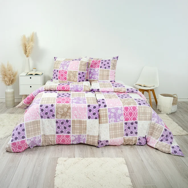 Bavlněné povlečení/knoflík - Pečvork růžový