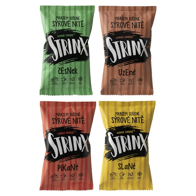 4 x 25 g Balenie mrazom sušeného syra StrinX (nite MIX 4 druhov)