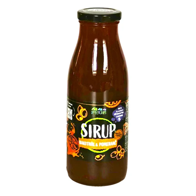 Sirup rakytník-pomeranč s třtinovým cukrem, 500 ml