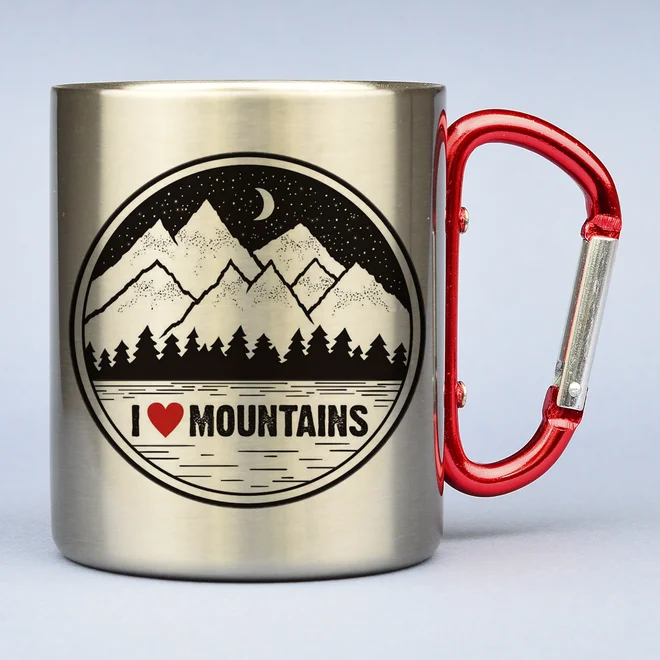 300 ml Turistický nerezový termohrnček "I love mountains"