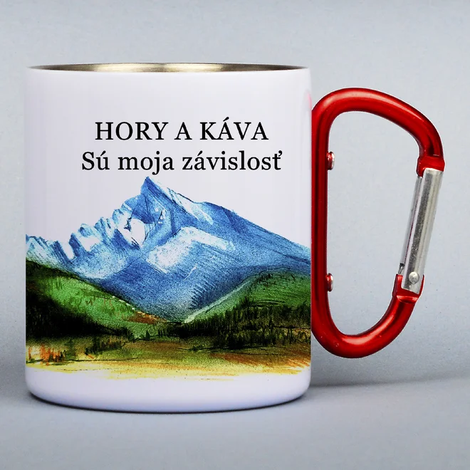 300 ml Turistický nerezový termohrnček "Hory a káva sú moja závislosť 1"