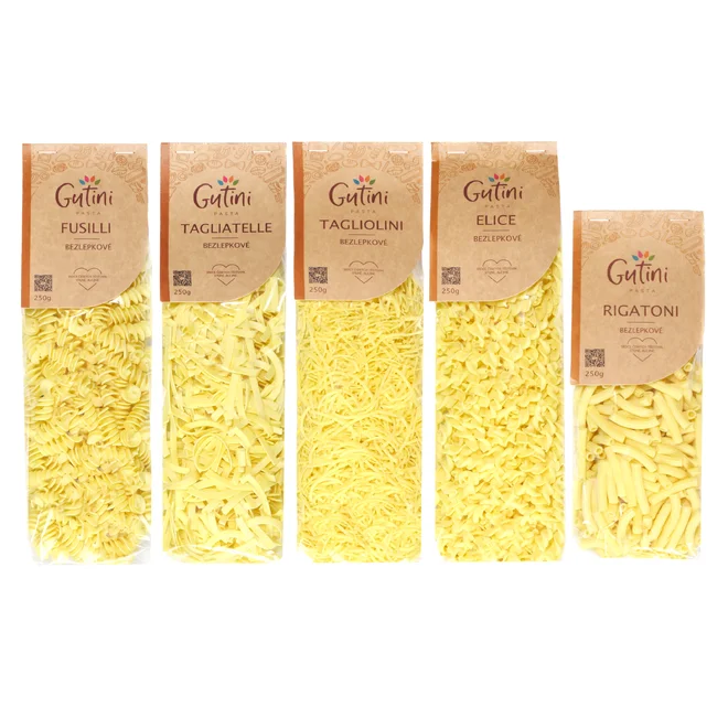 Balíček bezlepkových těstovin všech tvarů (5 x 250 g)