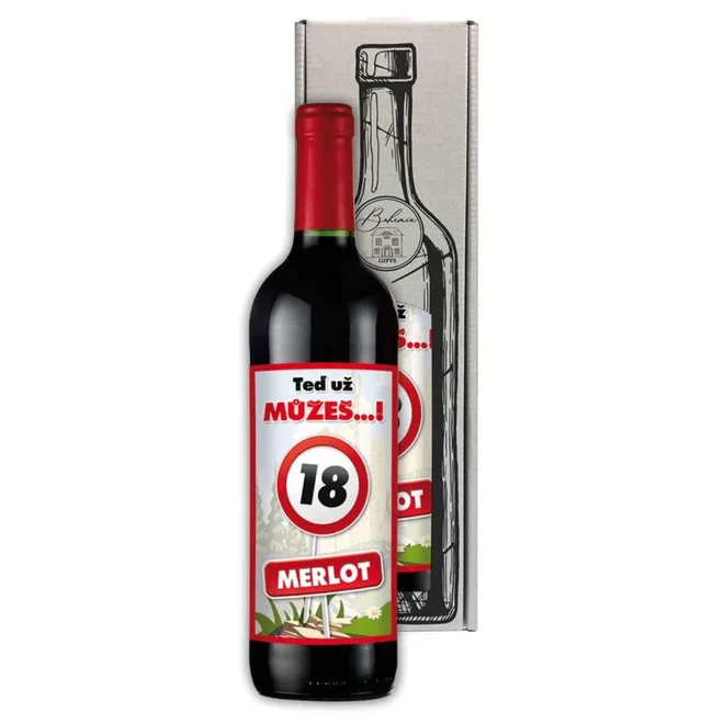 0,75 l Darčekové červené víno Merlot „Všetko najlepšie"